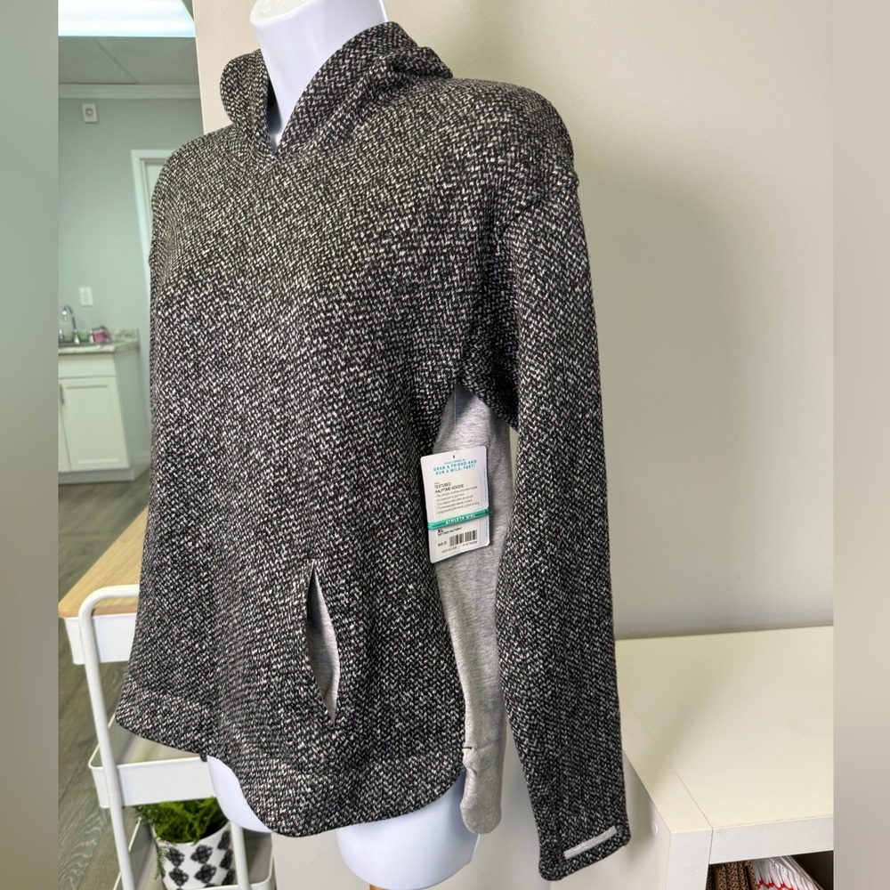 NWT Athleta Girl Grey/black Textured Halftime Hoodie Sz Girl XL/14 - Picture 4 of 7